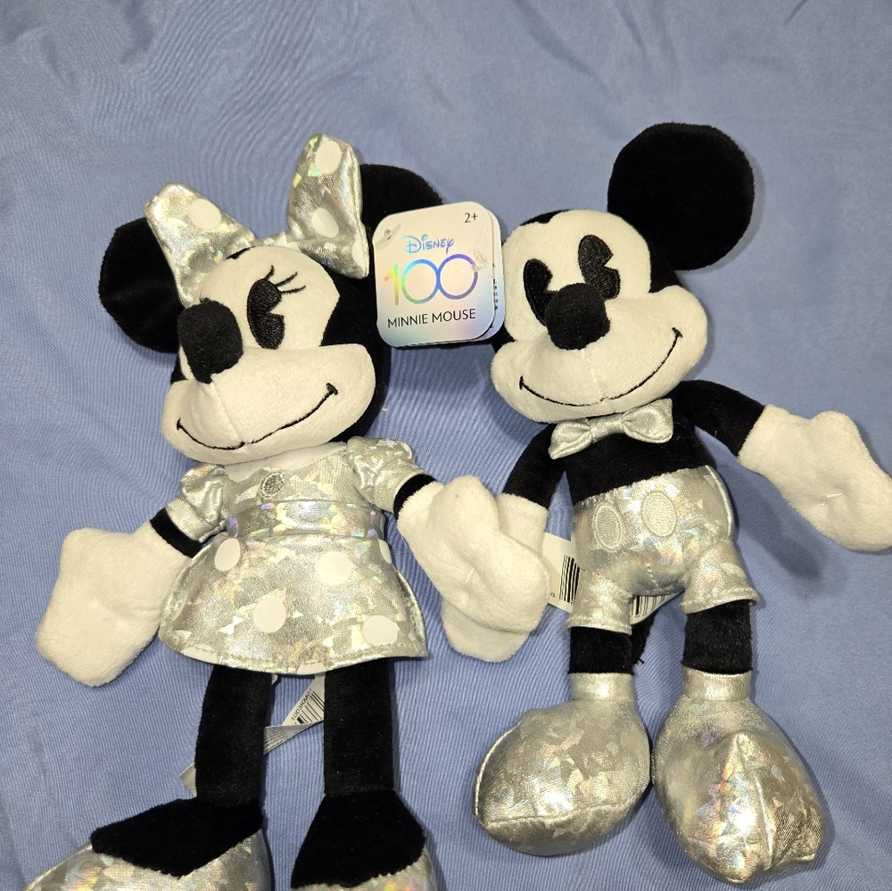 Disney Minnie Mouse Plush Set with Silver Outfits 100th Anniversary